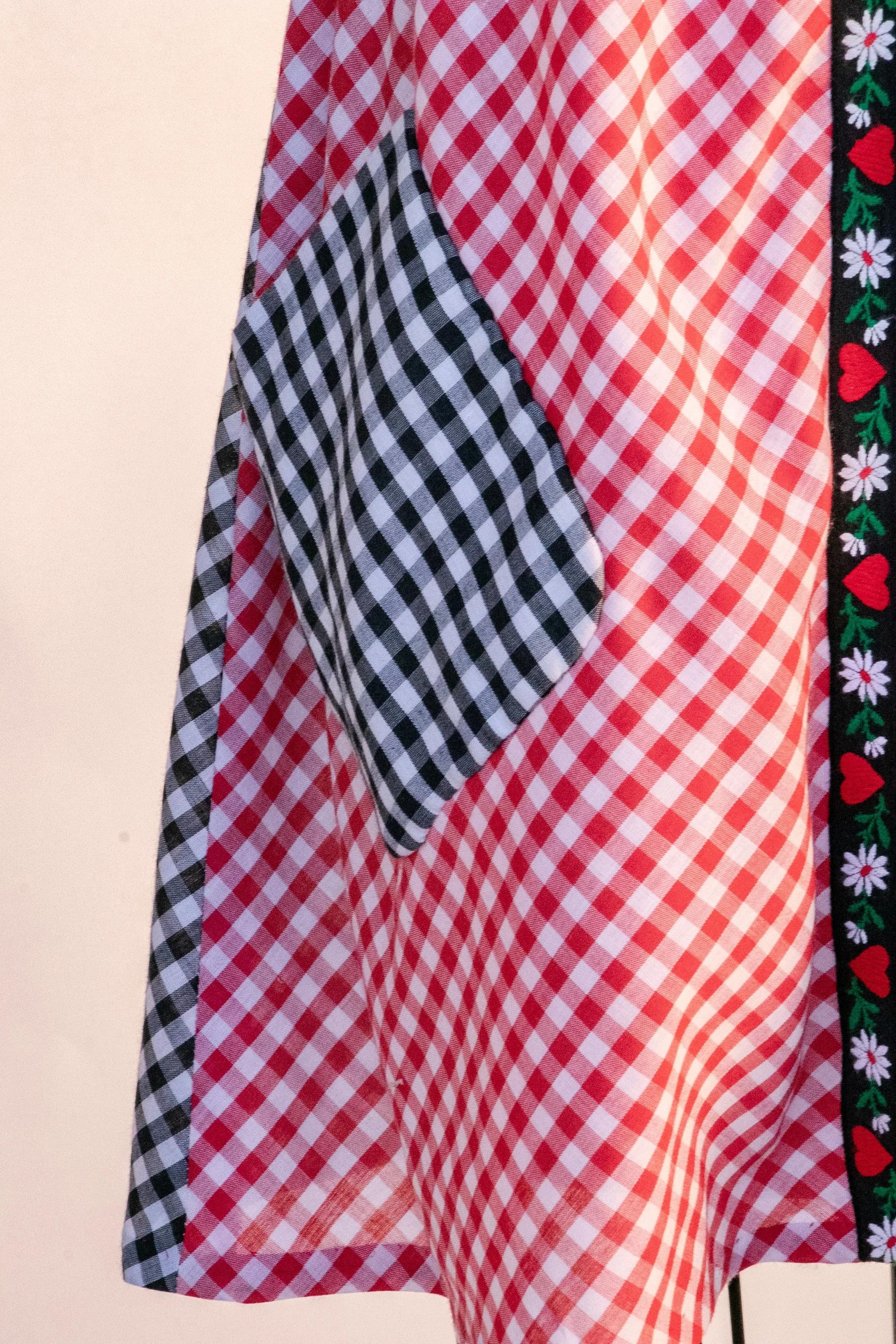 1960s Mini Dress Gingham Two Tone Color Block S P
