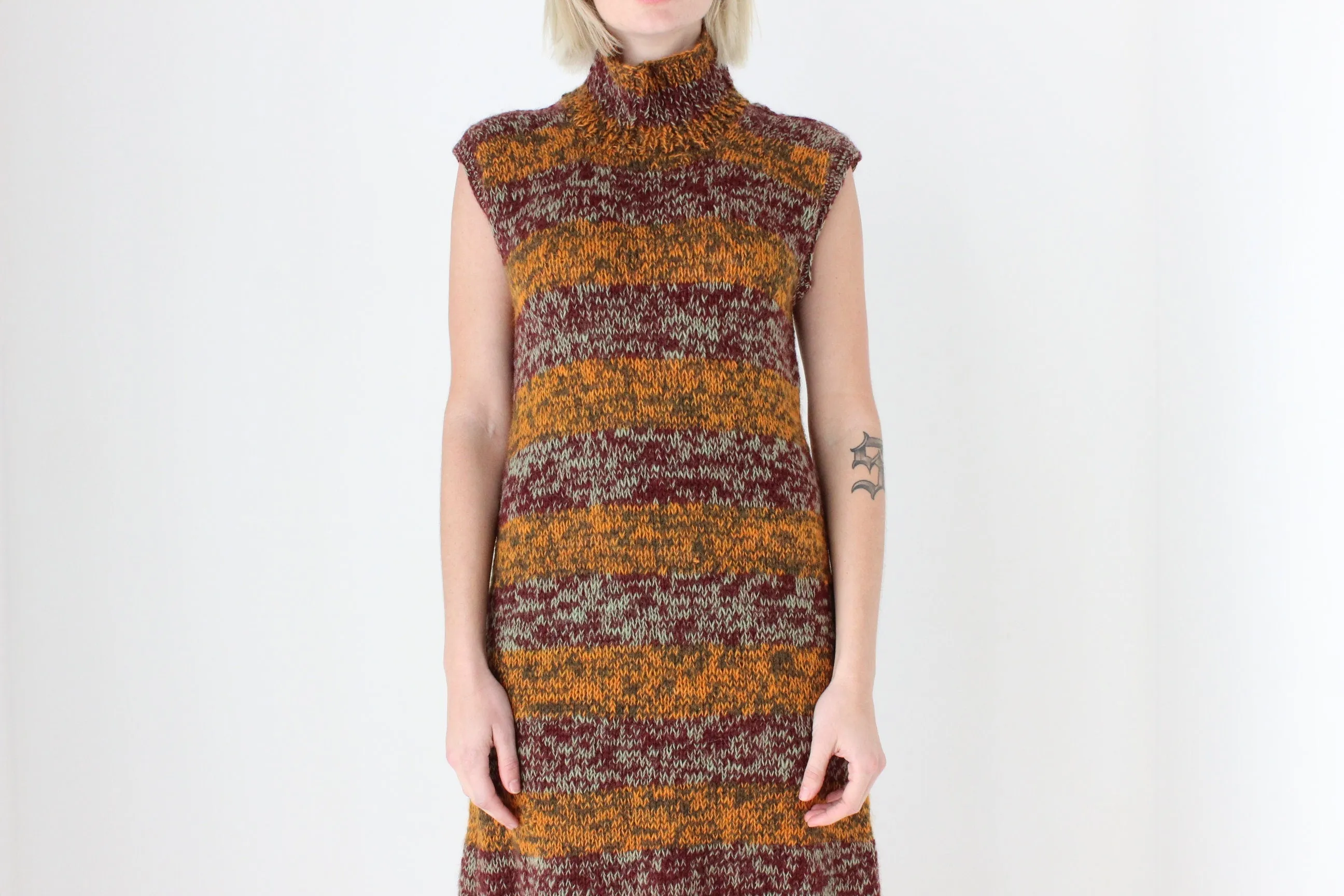 90s Hand Knit Mohair & Wool Maxi Dress