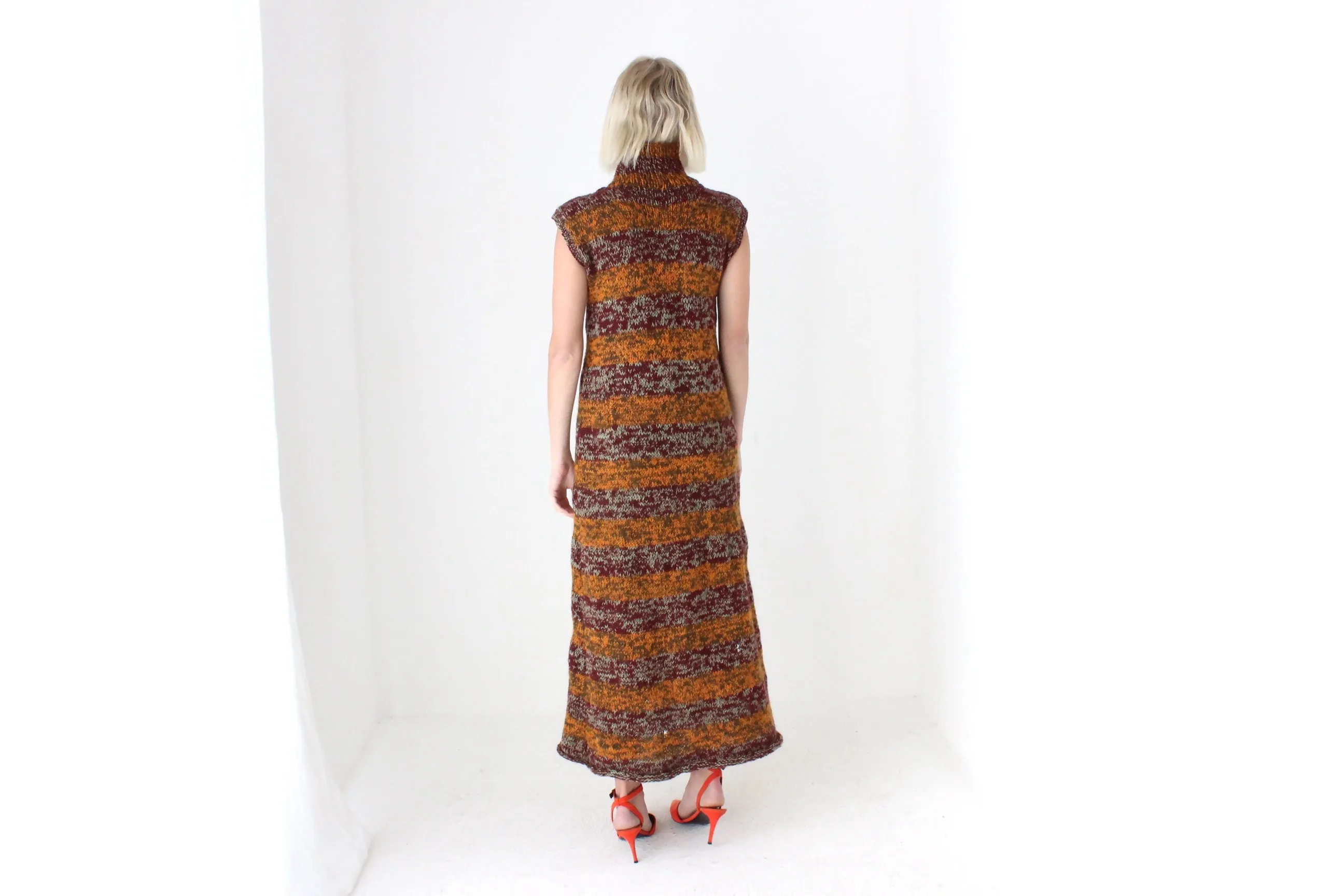 90s Hand Knit Mohair & Wool Maxi Dress
