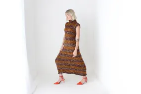 90s Hand Knit Mohair & Wool Maxi Dress