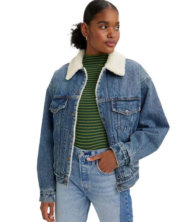 90s Trucker Jacket in Medium Indigo Worn In