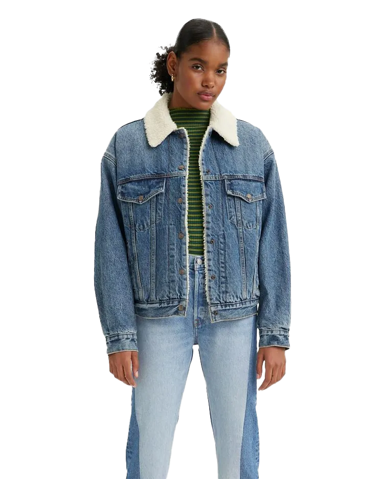 90s Trucker Jacket in Medium Indigo Worn In