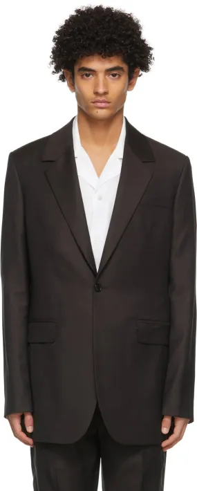 Acne Studios Burgundy Wool Slim Suit Blazer