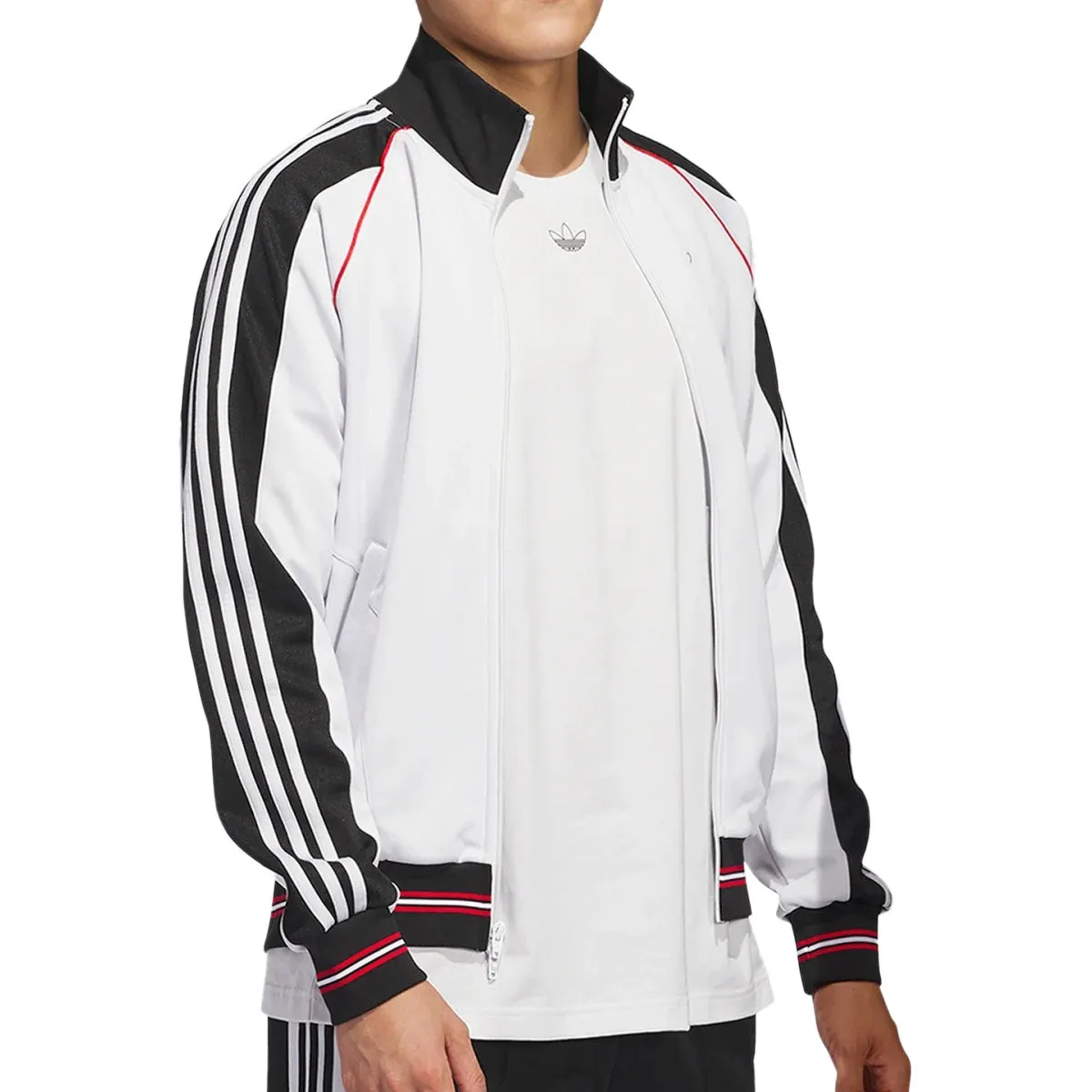 Adidas Tyshawn Track Jacket - Crystal White/Black/Better Scarlet