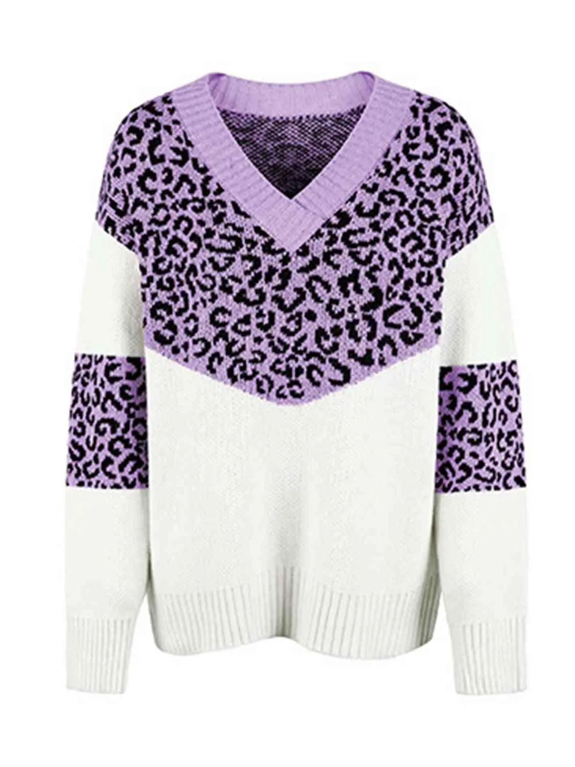 Aggressive Warmth V-Neck Leopard Print Sweater