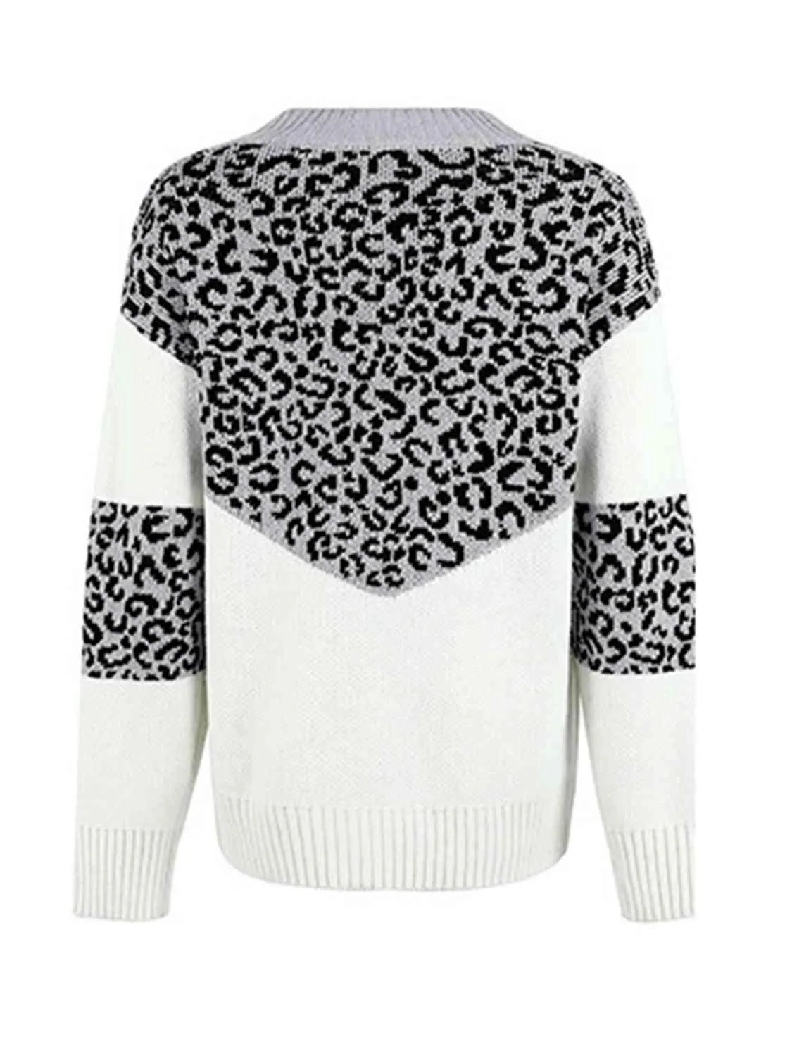Aggressive Warmth V-Neck Leopard Print Sweater