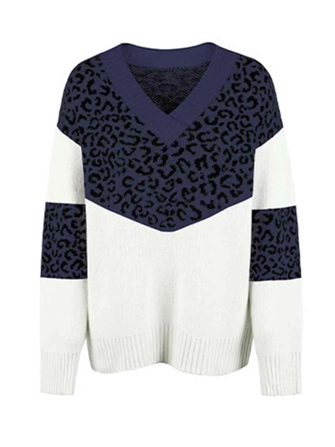 Aggressive Warmth V-Neck Leopard Print Sweater