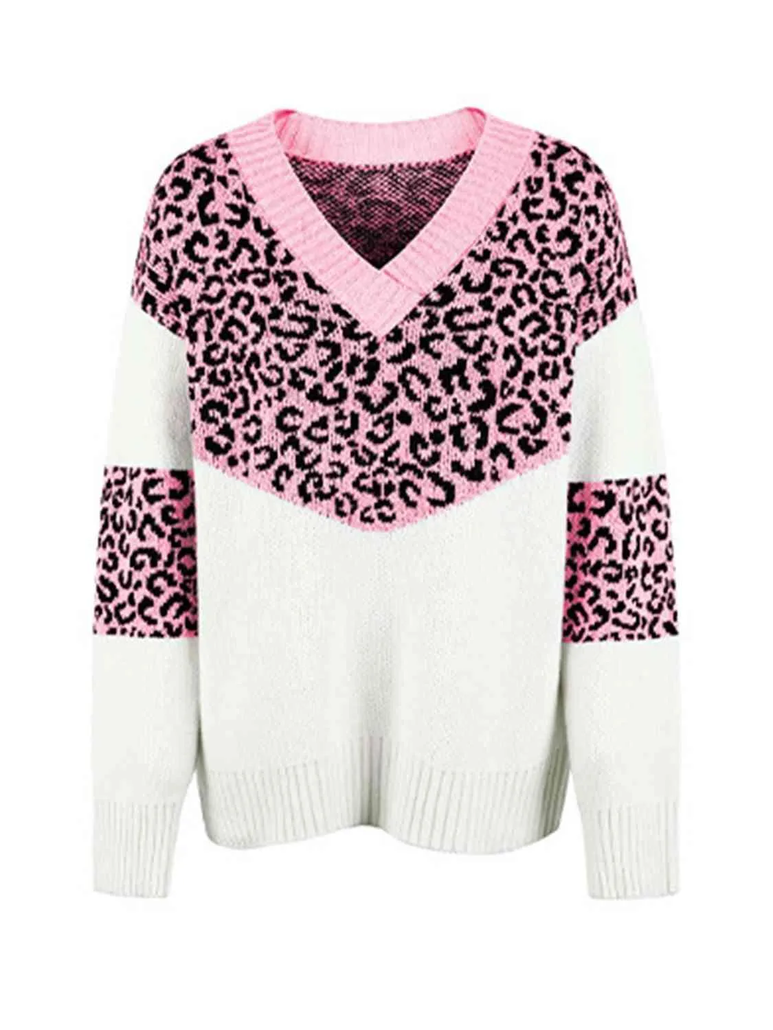 Aggressive Warmth V-Neck Leopard Print Sweater