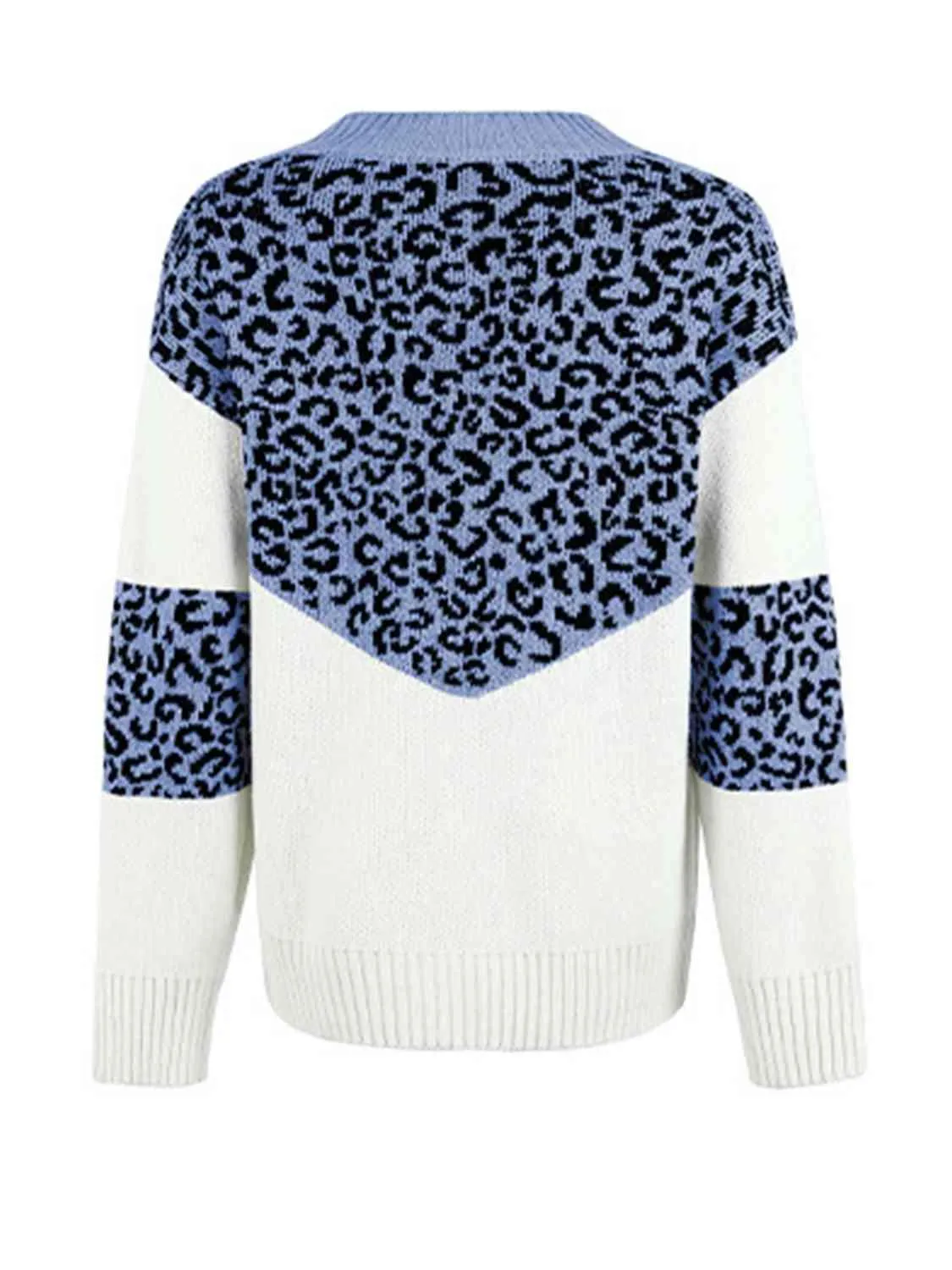 Aggressive Warmth V-Neck Leopard Print Sweater