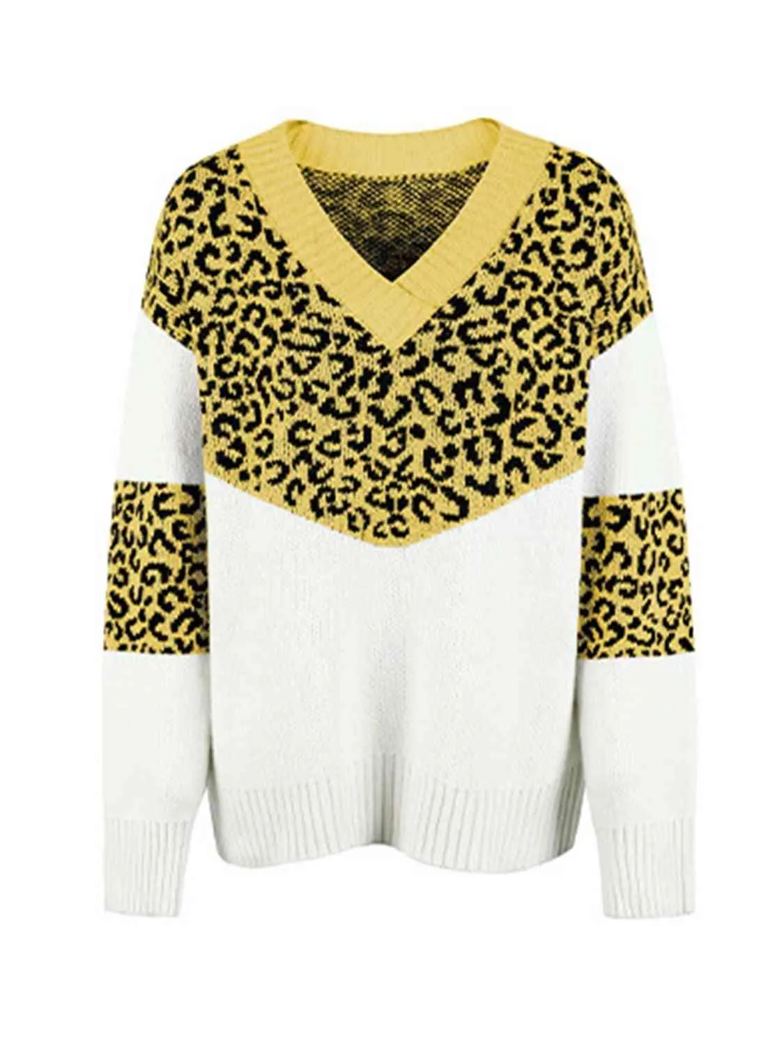 Aggressive Warmth V-Neck Leopard Print Sweater