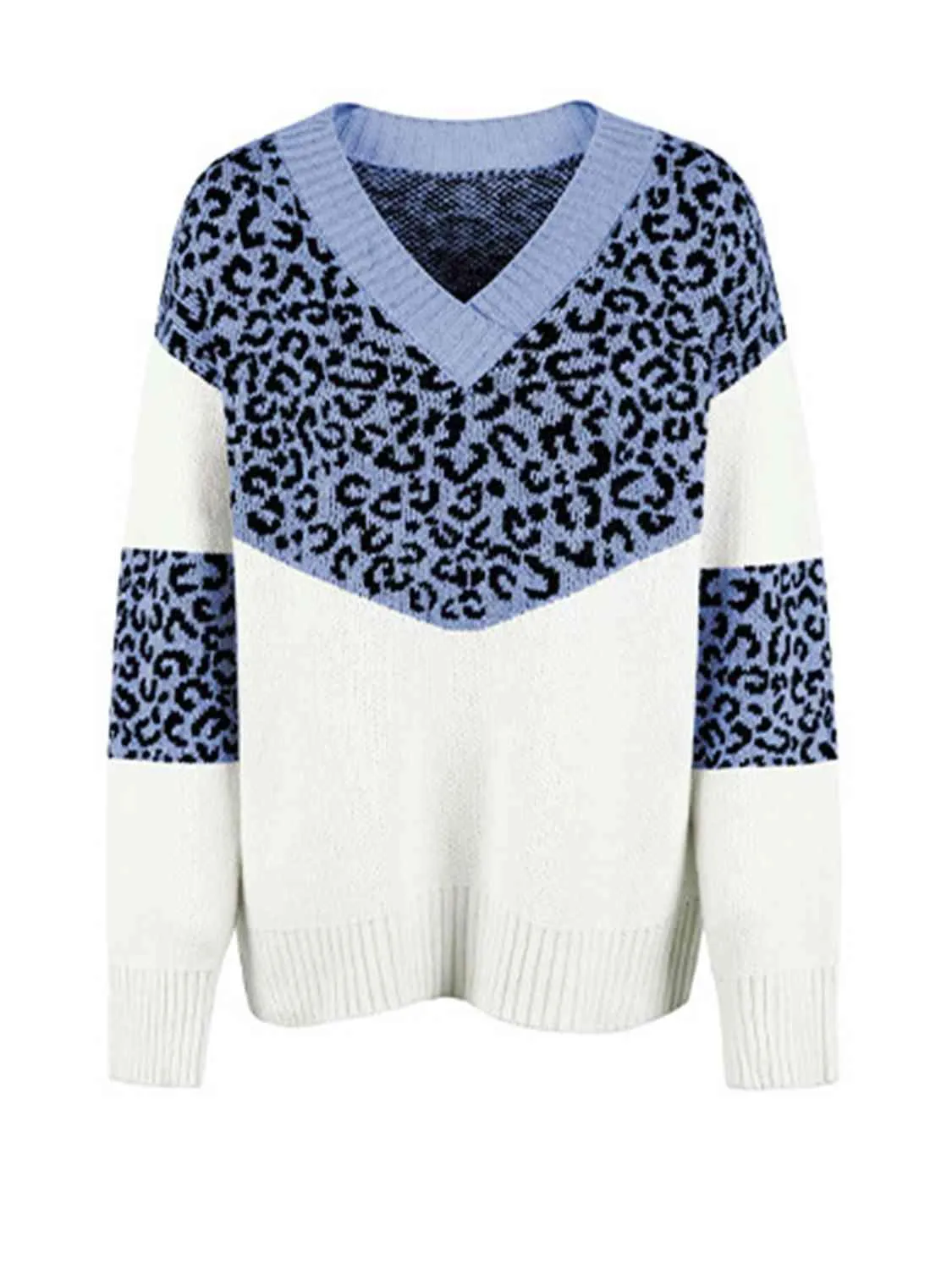 Aggressive Warmth V-Neck Leopard Print Sweater