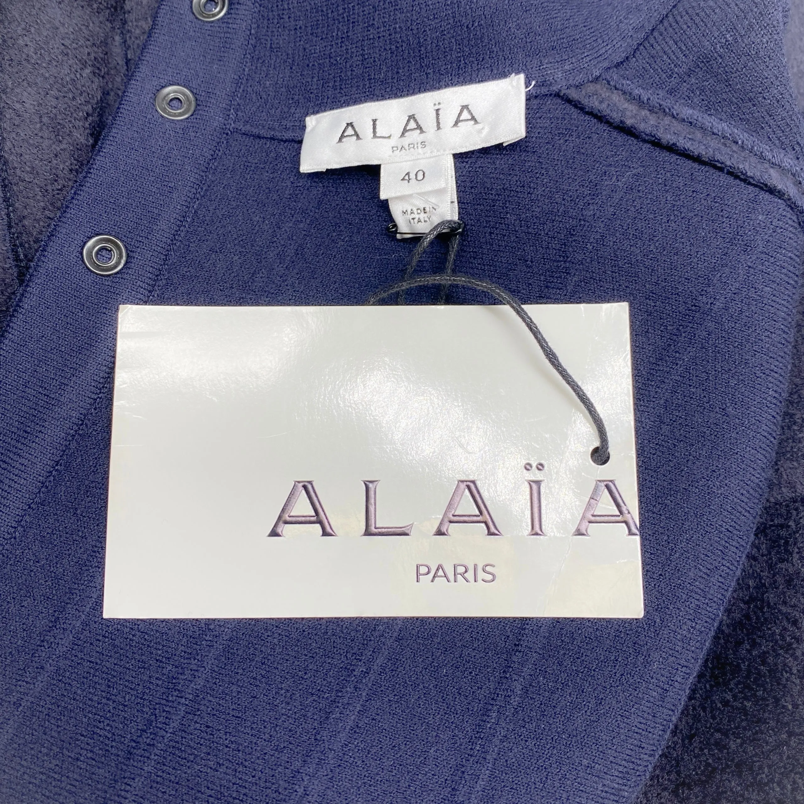 Alaia Navy Blue Chenille Sleeveless Dress