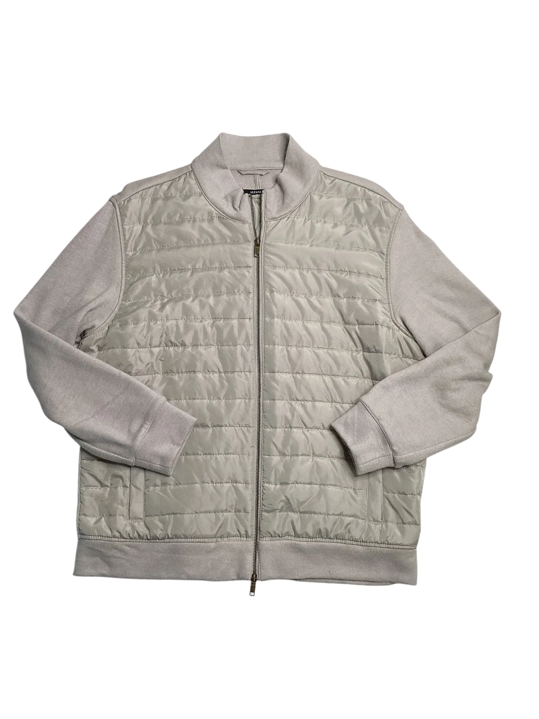 Alfani Mens Mixed Media Quilted Bomber Jacket London Plane Cream XXL