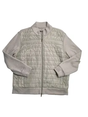 Alfani Mens Mixed Media Quilted Bomber Jacket London Plane Cream XXL