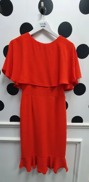Amber Orange Cape Midi Dress