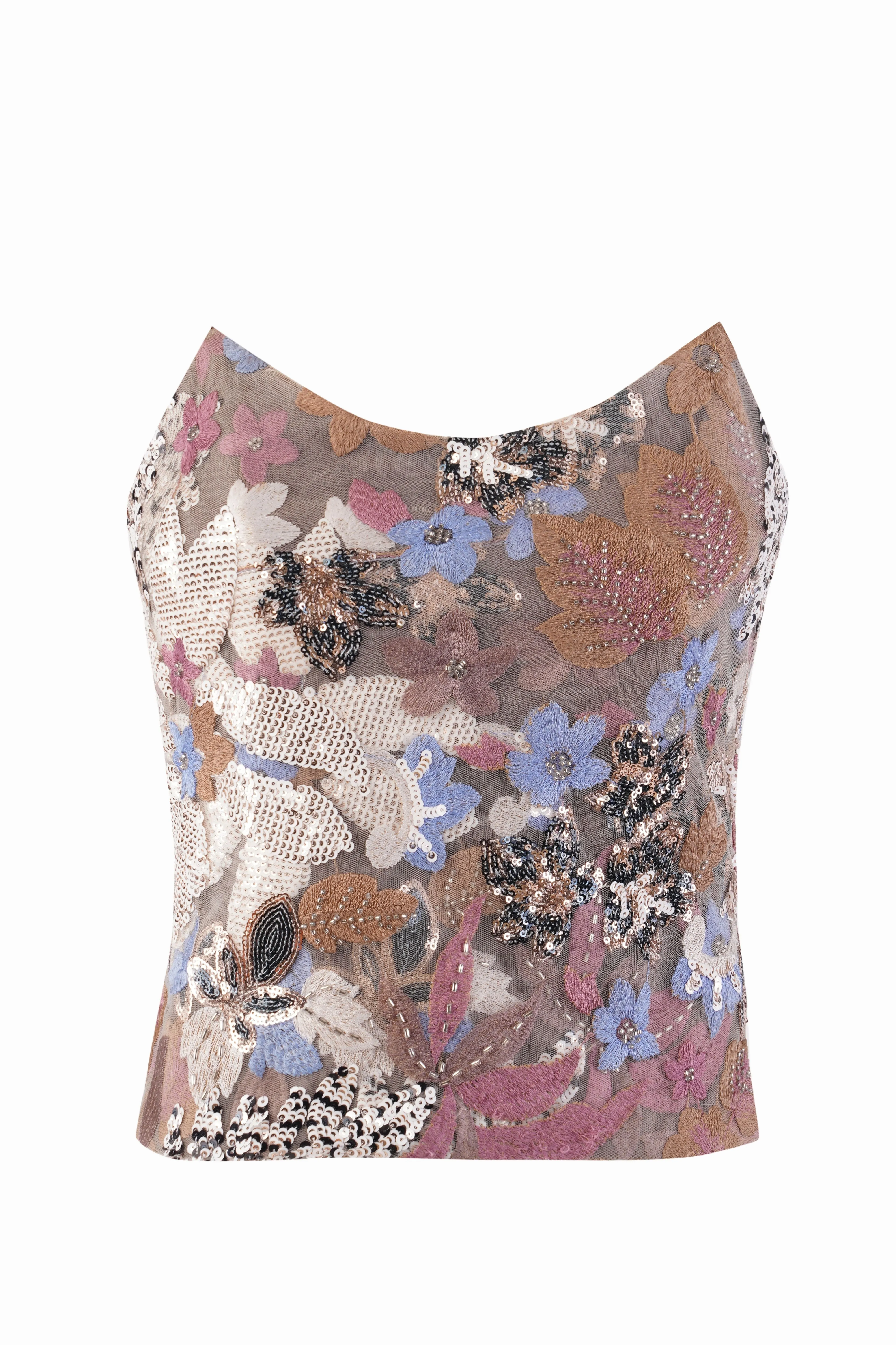 Amber Texture Corset Top and Skirt Co-ord Set