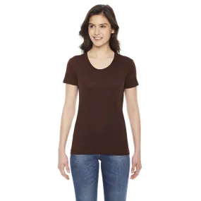 American Apparel Women's Brown Poly-Cotton Short-Sleeve Crewneck