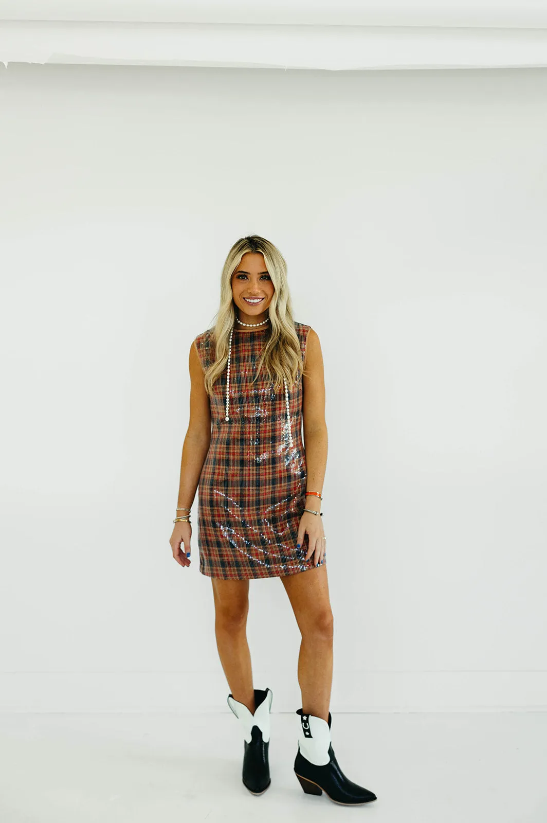 Ari Mini Dress - Brown/Red/Navy