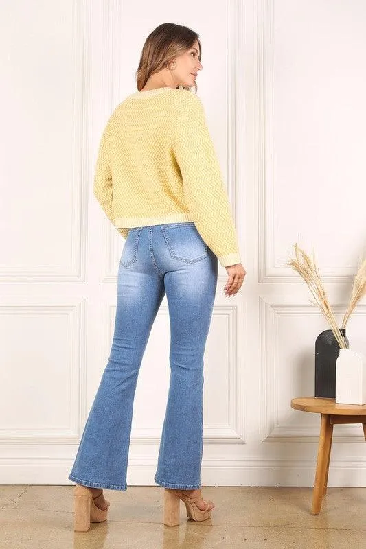 Aria Herringbone Crew Neck - Sweater