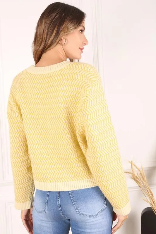 Aria Herringbone Crew Neck - Sweater