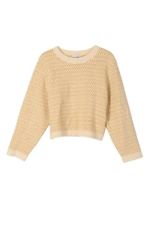 Aria Herringbone Crew Neck - Sweater