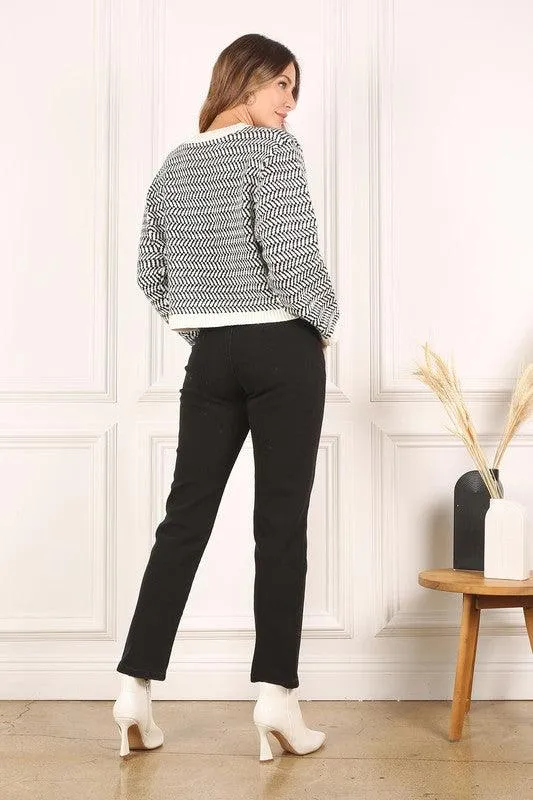 Aria Herringbone Crew Neck - Sweater