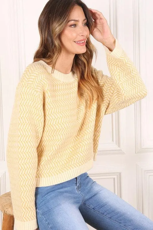 Aria Herringbone Crew Neck - Sweater