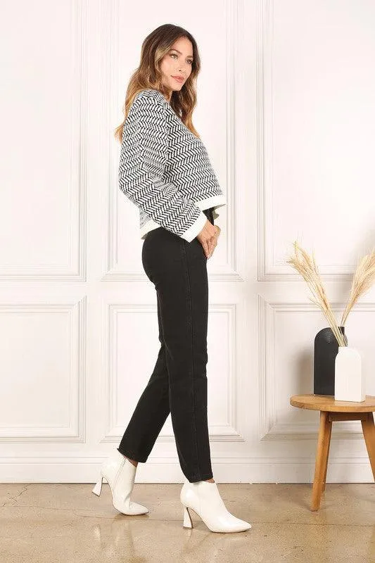 Aria Herringbone Crew Neck - Sweater