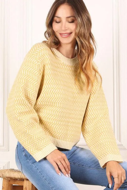 Aria Herringbone Crew Neck - Sweater