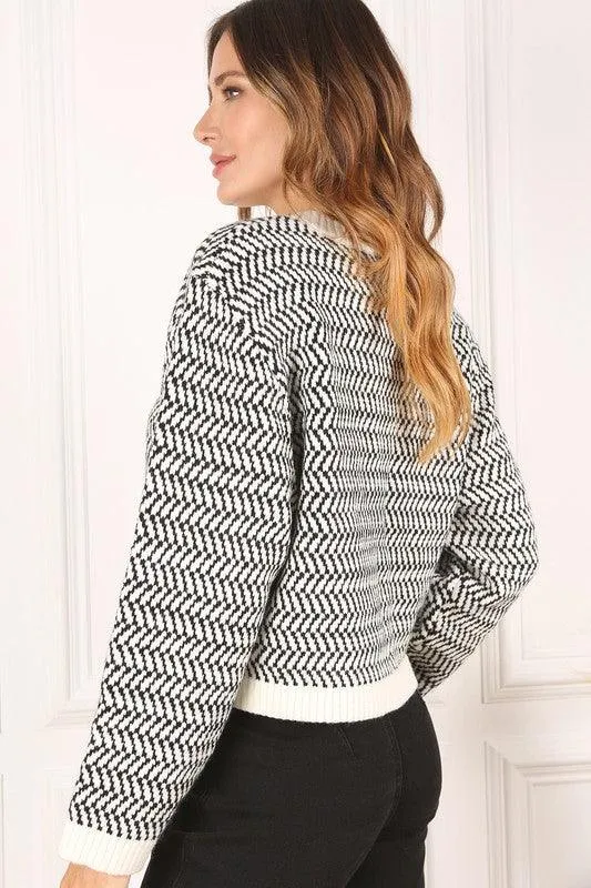 Aria Herringbone Crew Neck - Sweater