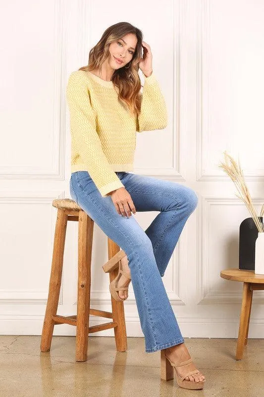 Aria Herringbone Crew Neck - Sweater