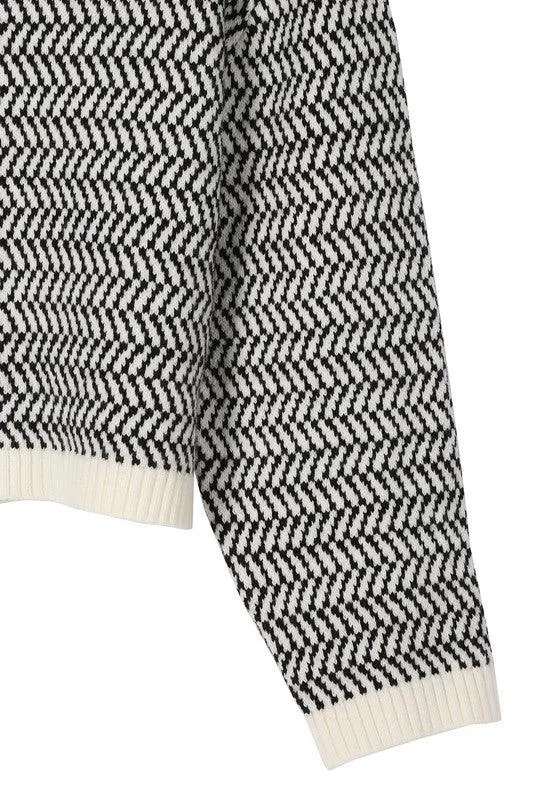 Aria Herringbone Crew Neck - Sweater
