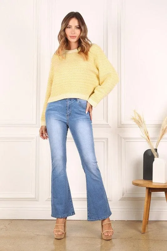 Aria Herringbone Crew Neck - Sweater