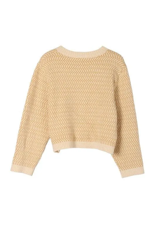 Aria Herringbone Crew Neck - Sweater