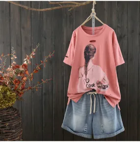 AUTUMN OVERSIZED T SHIRT WITH GRAPHIC FRONT PRINT