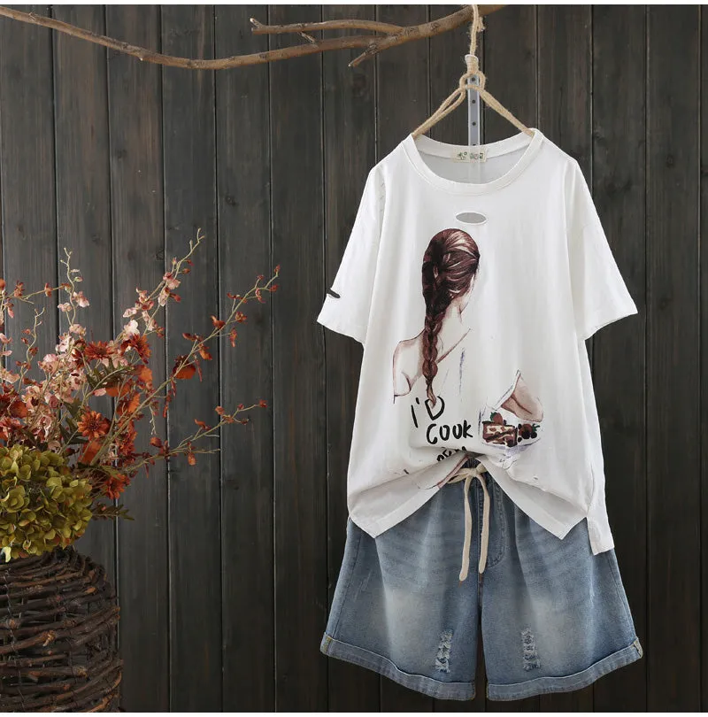AUTUMN OVERSIZED T SHIRT WITH GRAPHIC FRONT PRINT