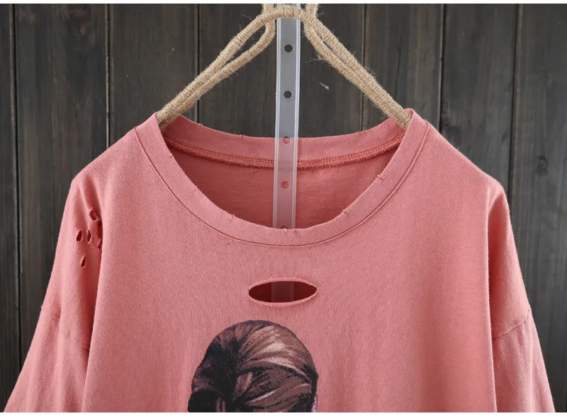 AUTUMN OVERSIZED T SHIRT WITH GRAPHIC FRONT PRINT