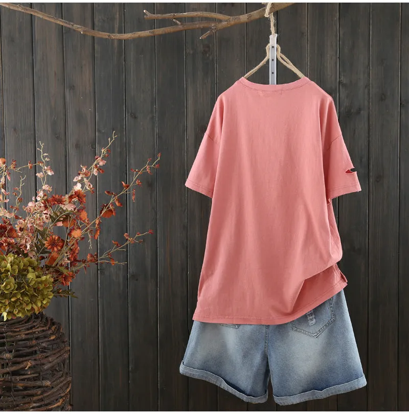 AUTUMN OVERSIZED T SHIRT WITH GRAPHIC FRONT PRINT