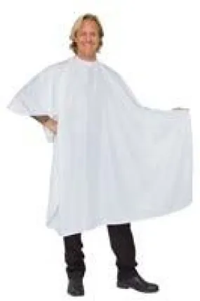 BeautyLove BeautyLove White Silky Polyester Hair Cut Cape Black Metal Snap Neck Closure Barber or Stylist