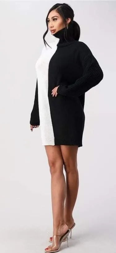 Black & White Sweater Dress