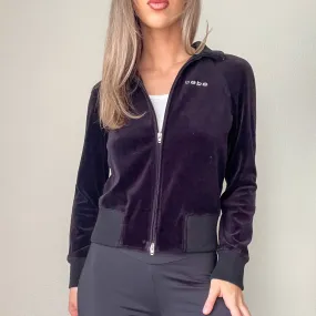 Black bebe Velour Track Jacket