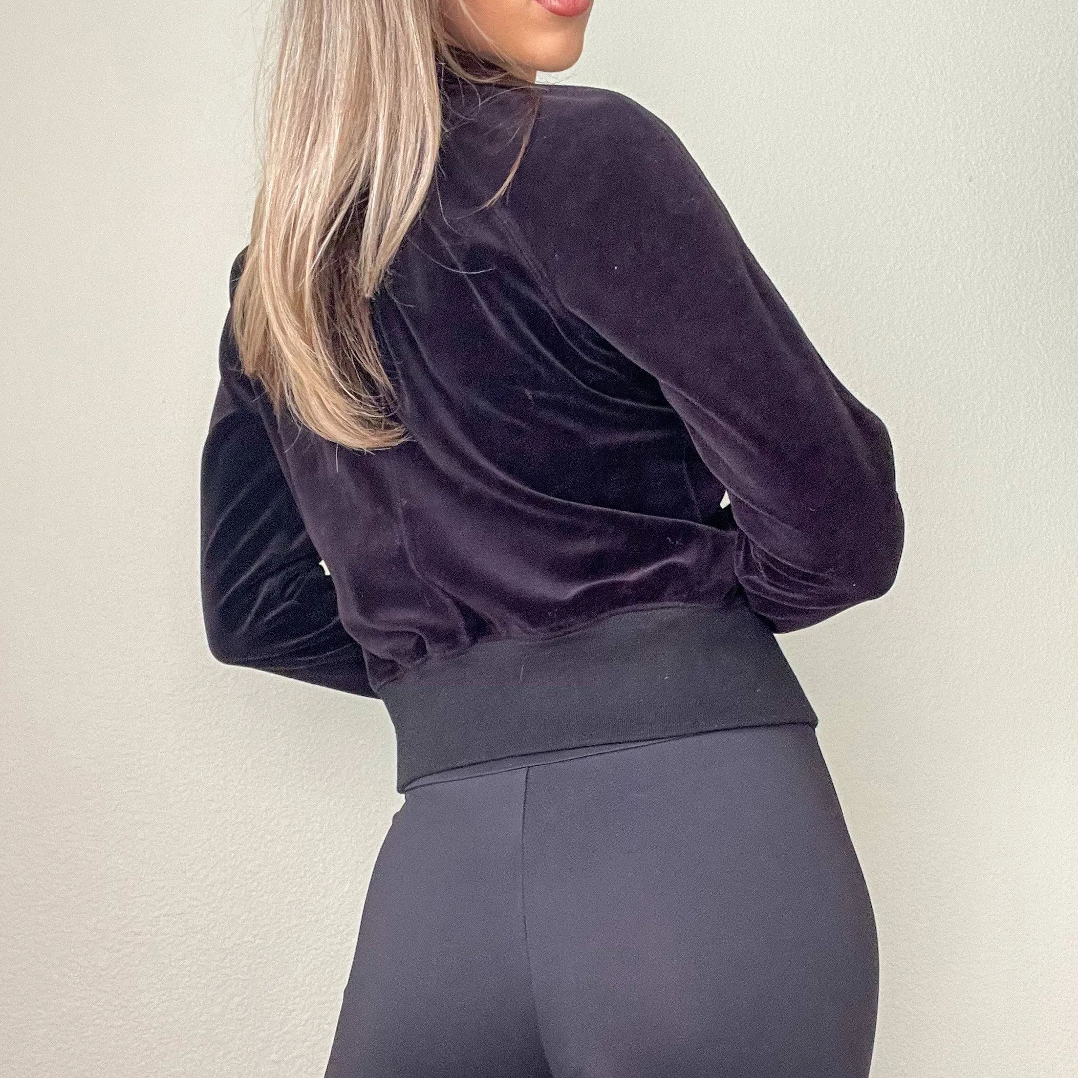 Black bebe Velour Track Jacket