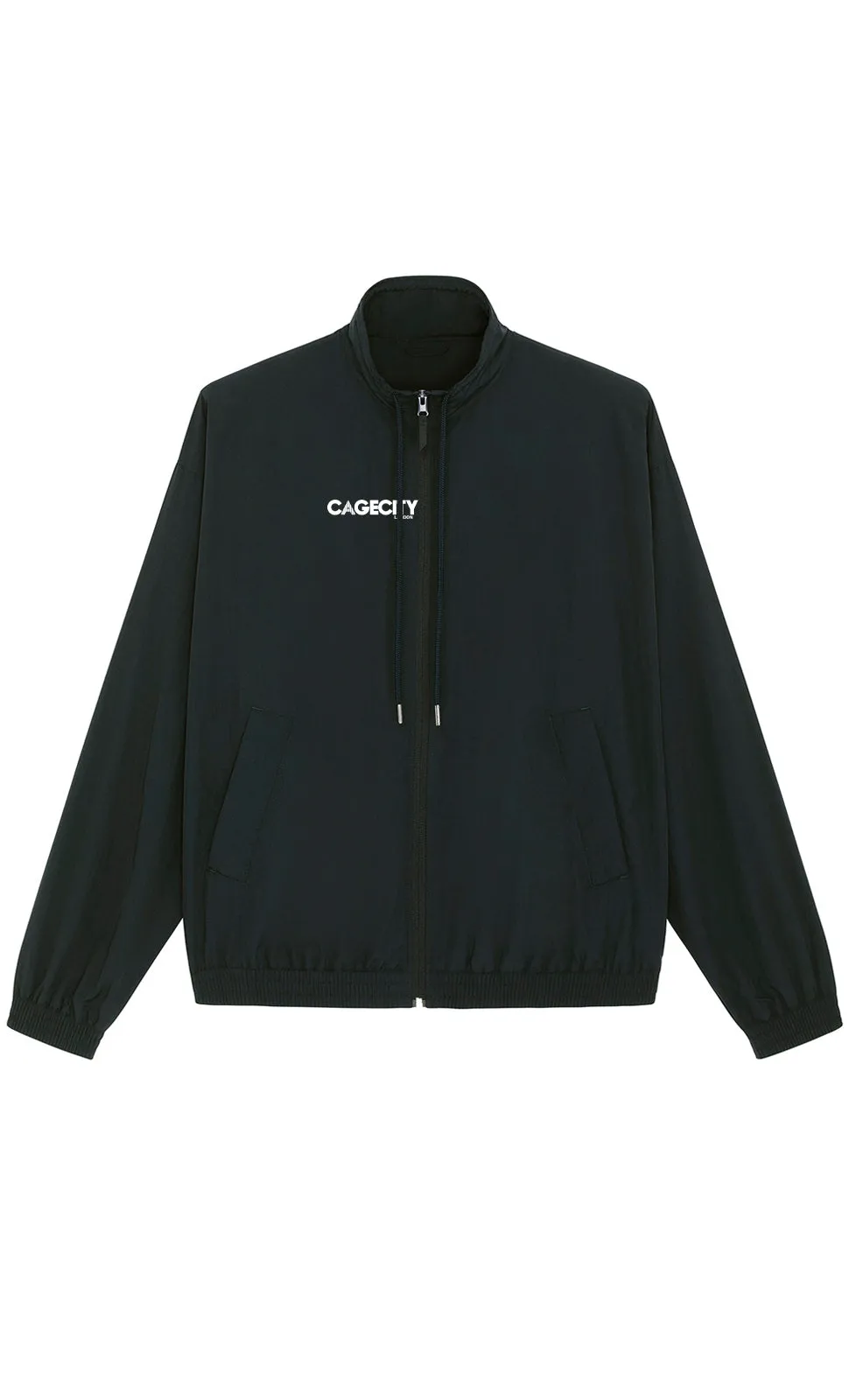 Black High-Neck Track Jacket