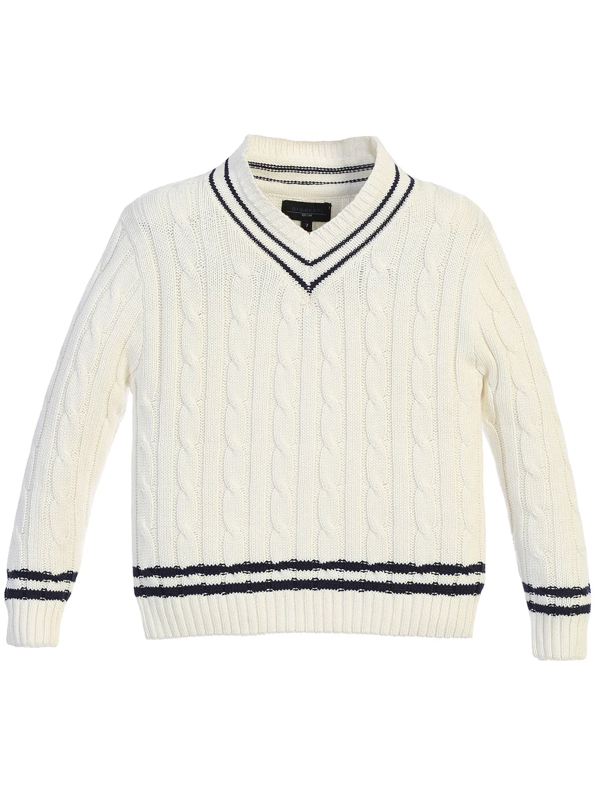 Boy's V-Neck Cable Knit Sweater