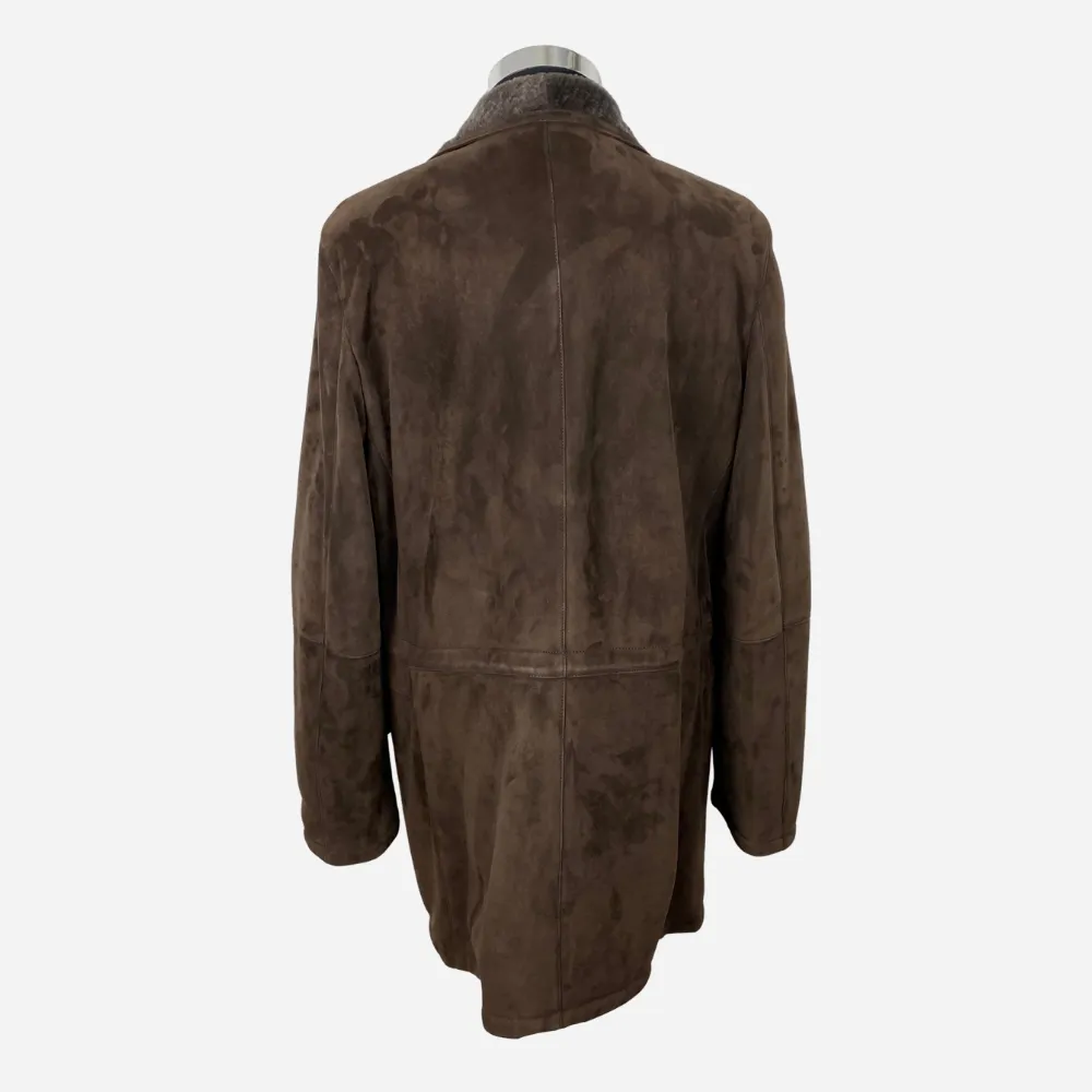Brown Shearling Coat made of Suede Leather (EU 50)