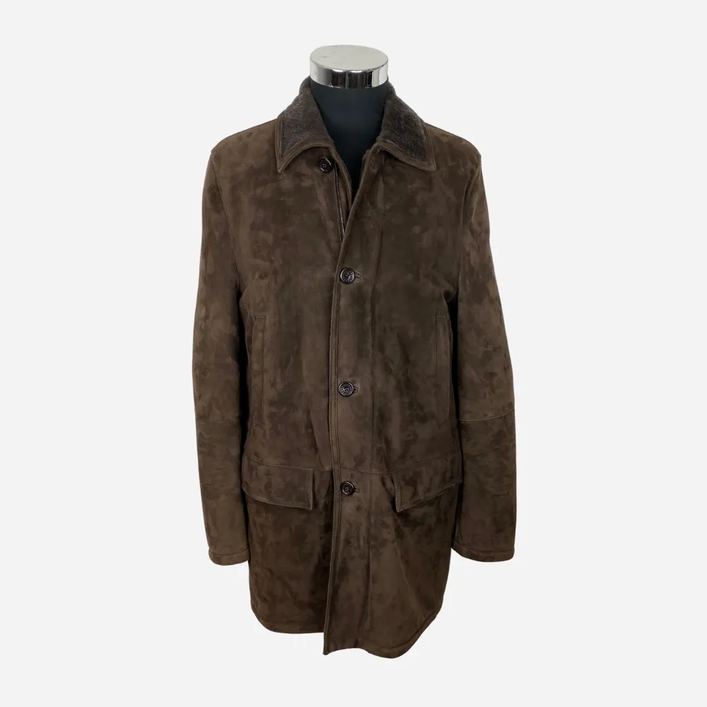 Brown Shearling Coat made of Suede Leather (EU 50)