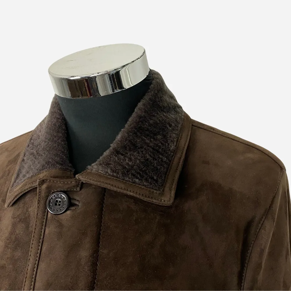 Brown Shearling Coat made of Suede Leather (EU 50)