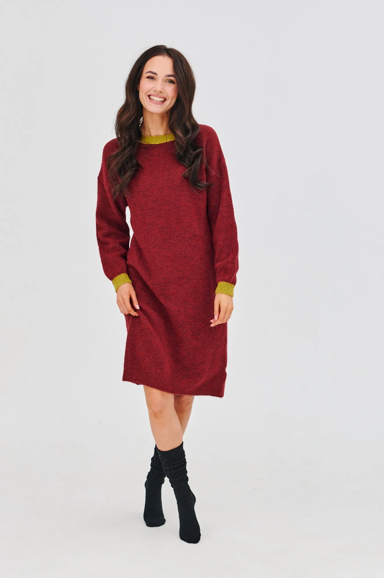 Burgundy Beat Sweater Dress