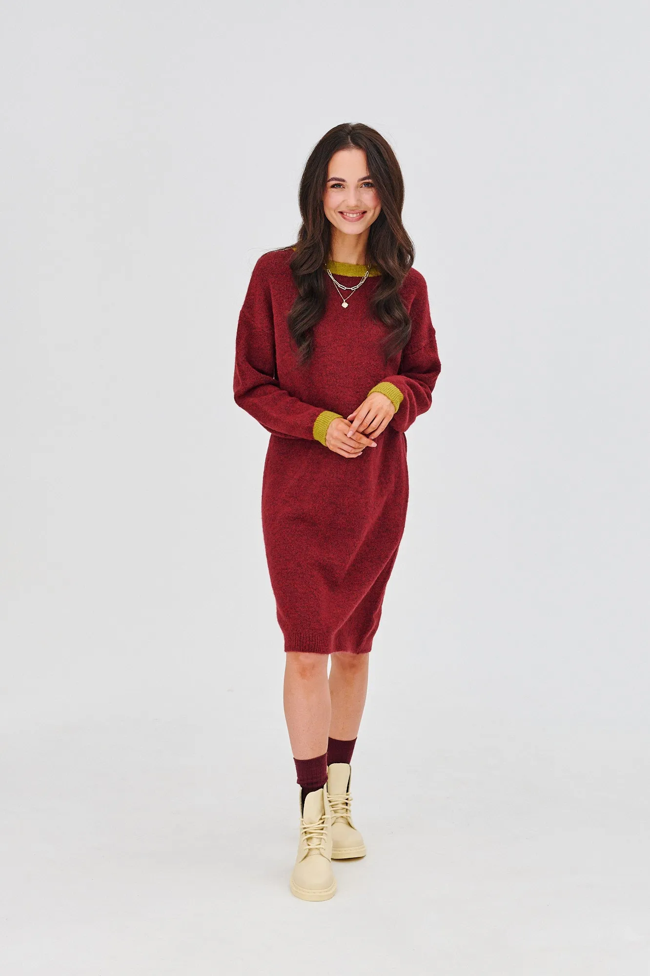 Burgundy Beat Sweater Dress