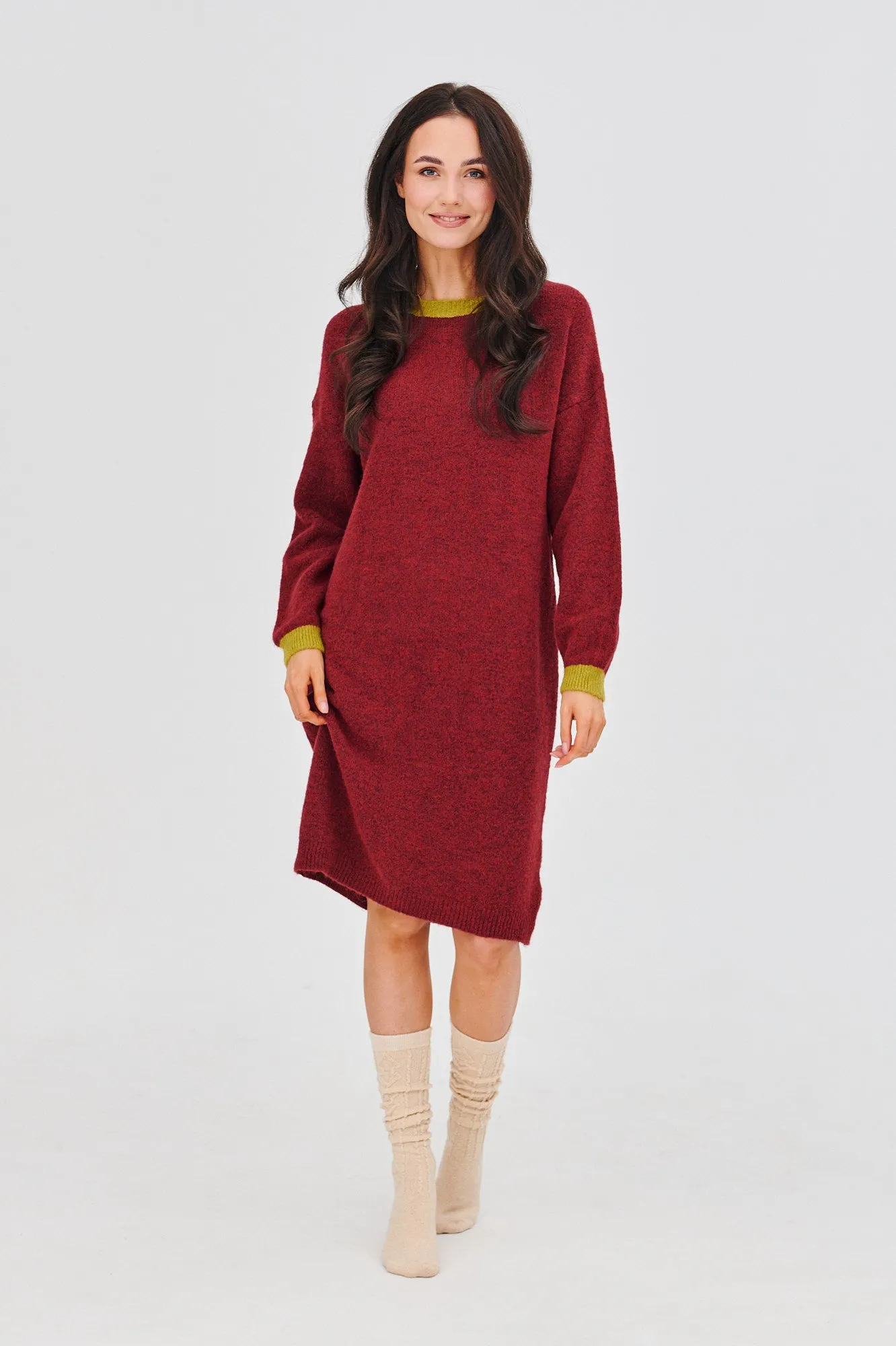 Burgundy Beat Sweater Dress